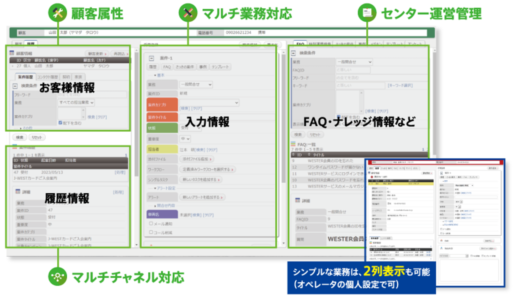 inspirXの顧客対応画面の図